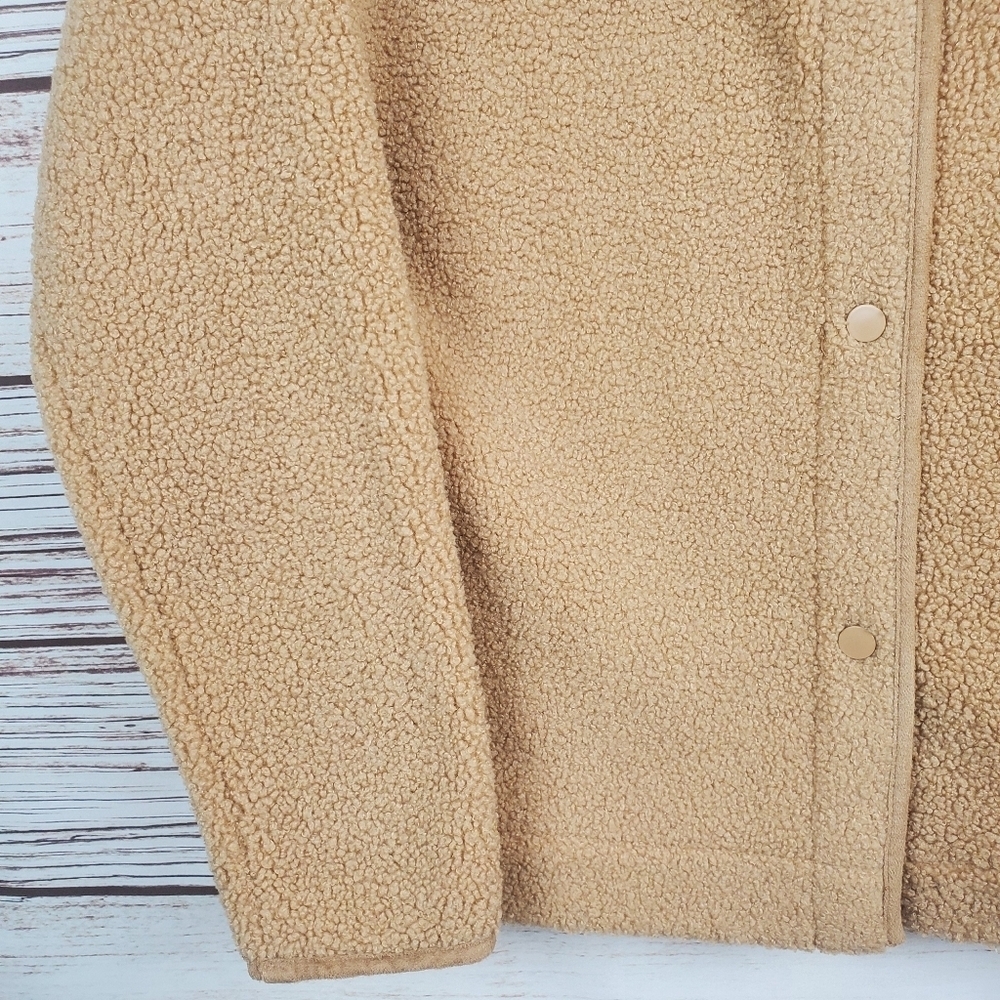 Joie Womens XS Tan Sherpa Snap Botton Fleece Lined Teddy Jacket - Picture 4 of 10